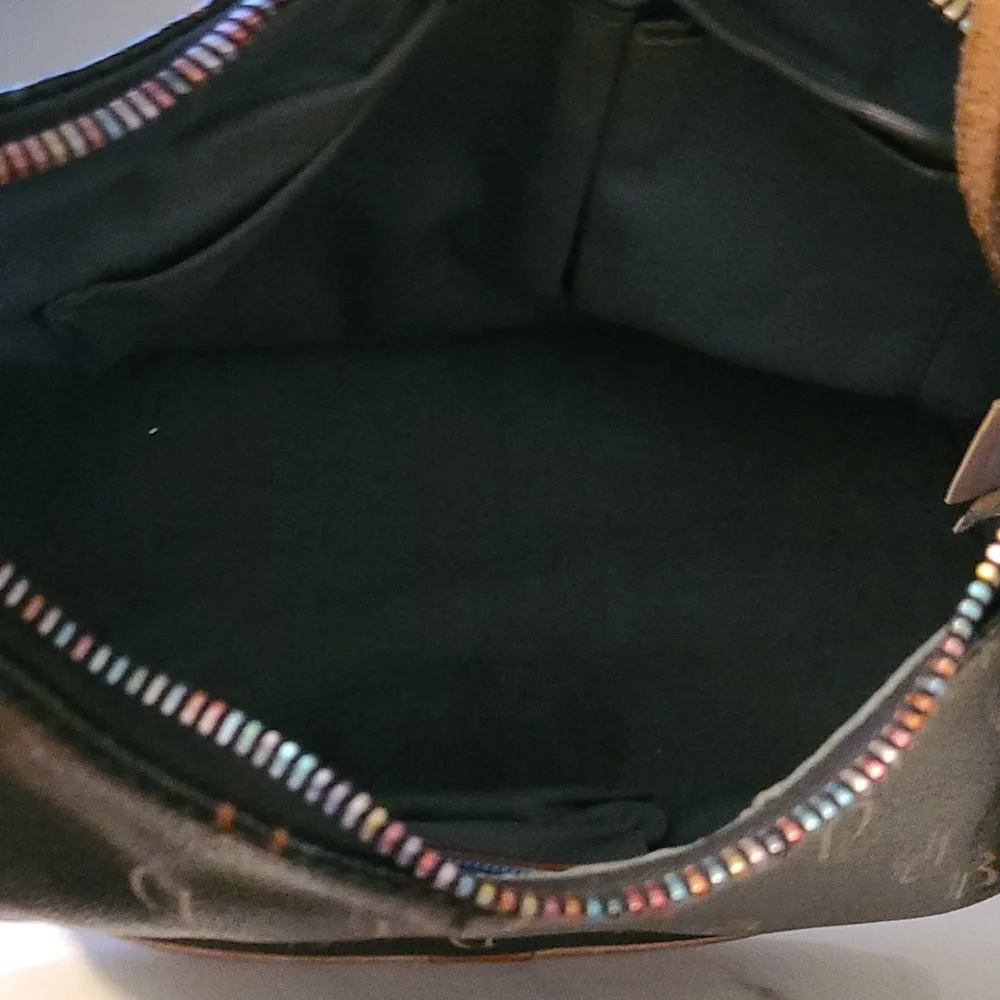 Vintage Dooney & Bourke Rainbow Monogram Logo Mini Hobo Bucket Bag Purse Y2K - Picture 10 of 16